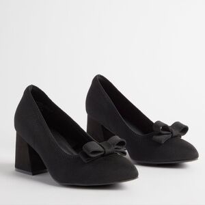 Pointed Toe Block Heel Pump with Bow (WW) Black Size 9.5 NWT